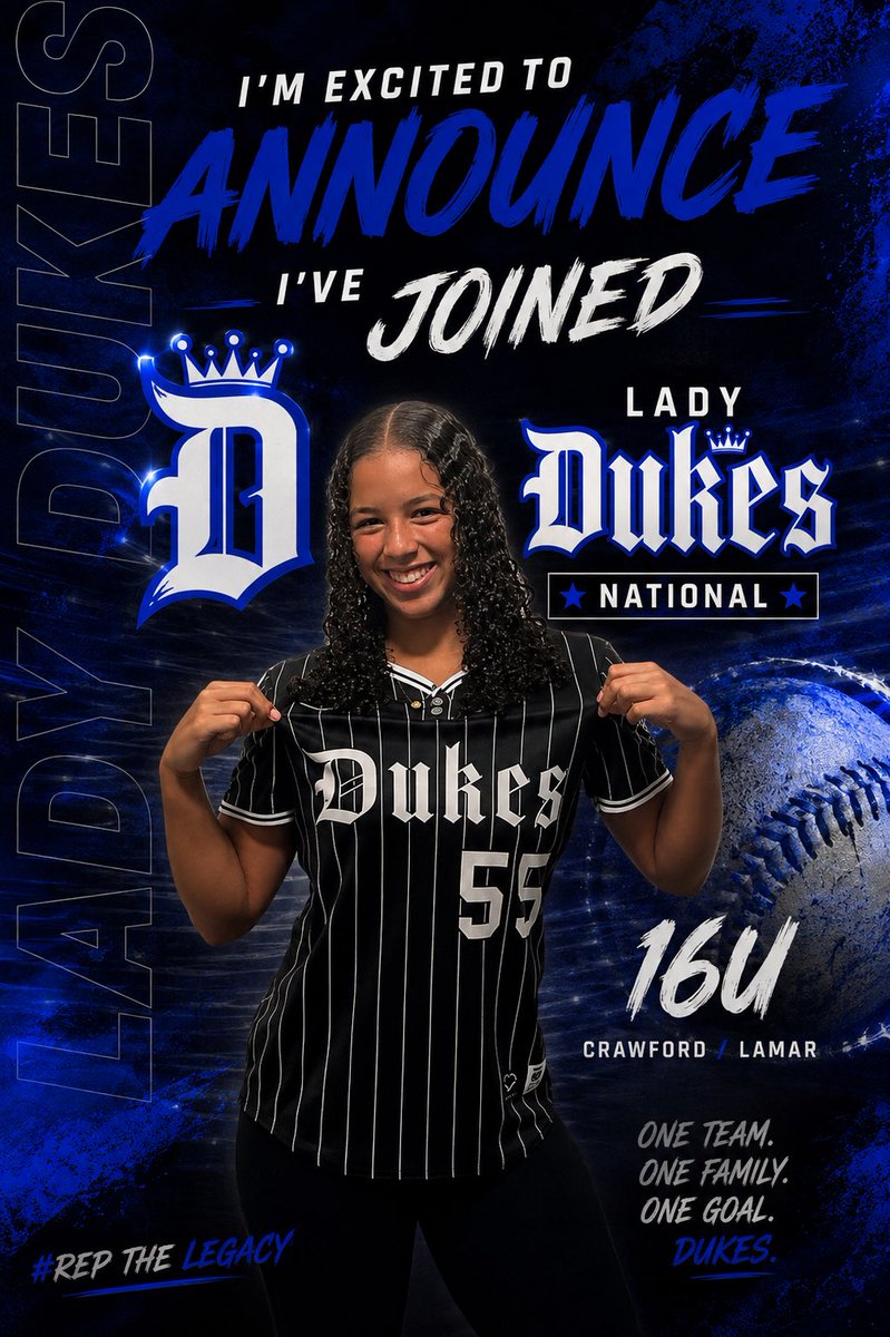 NatalieStallone's tweet photo. Excited and blessed to announce that I’ll be playing for Lady Dukes National 16u Crawford/Lamar!💙Excited for this next chapter! https://t.co/PIBFnj0wU1