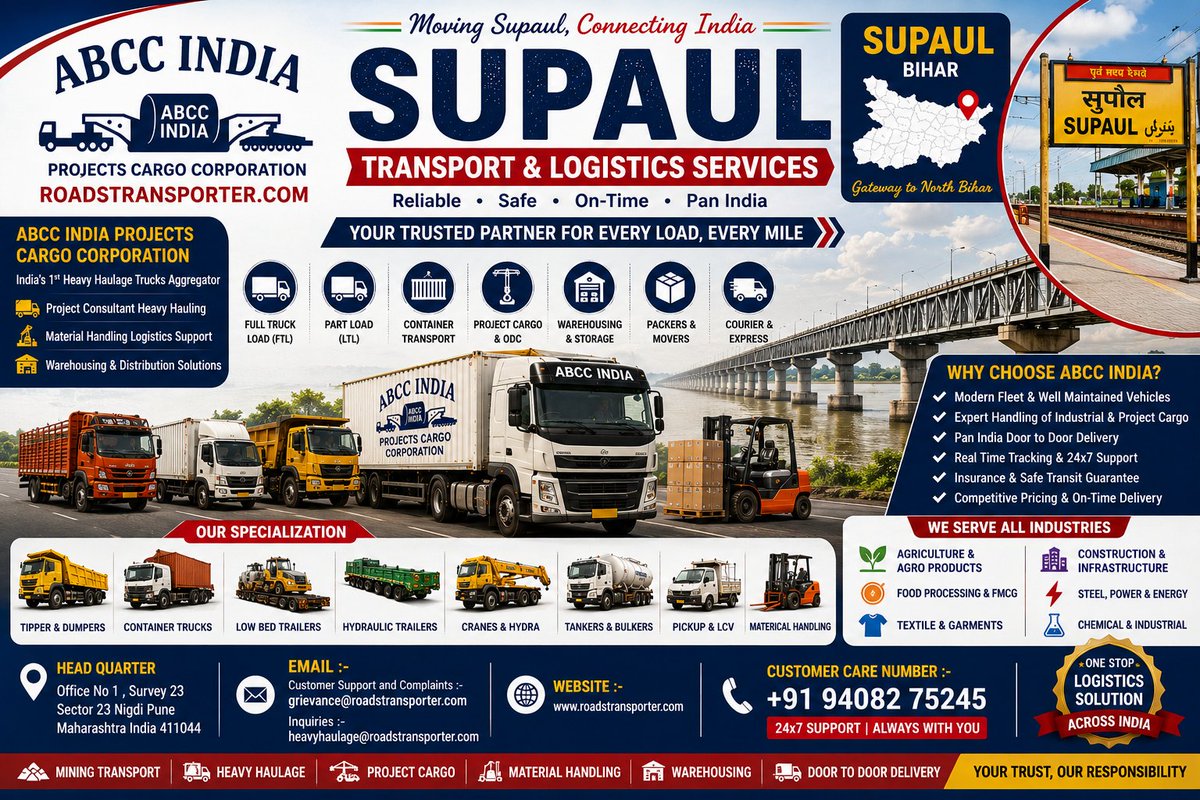 AbccProject's tweet photo. 🚛 #Best #Goods #Transport #Company in #Supaul #Bihar
https://t.co/NDY40cYz03 https://t.co/Lg5d0AK7lf