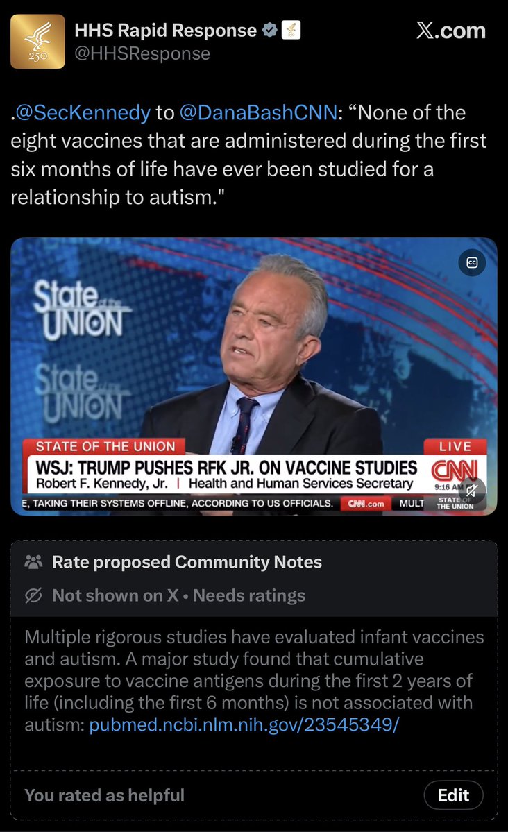 FrankLuntz's tweet photo. The Community Note under this tweet won’t be publicly visible for several days.

That will allow RFK’s false claims to reach millions of people and undermine trust in childhood vaccines that have saved countless lives.

@NikitaBier, is there any solution planned for this? https://t.co/xFKiC61dJY