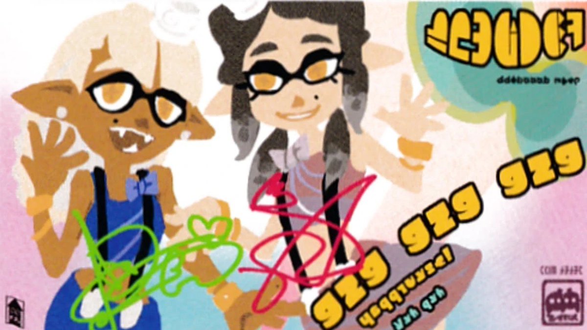 Zero_RVL's tweet photo. @Snorth93 They kinda remind me of these two from the Octo Expansion lore, but not quite enough that I would say it's definitely them. It's such an odd thing to include honestly, I do wonder if it's teasing new idols or if it's just meant to be a cute sticker. https://t.co/hEJe9eUtOz