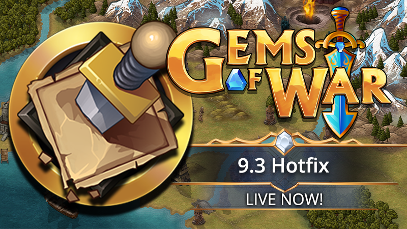 GemsOfWar's tweet photo. The 9.3 hotfix has now been released across all platforms!
This has resolved a bug in which viewing the Hero traits would hard-crash Gems of War. https://t.co/yTFGqV5VYD
