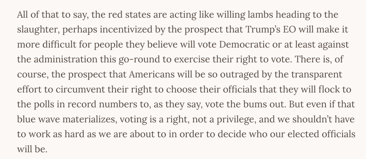 JoyceWhiteVance's tweet photo. If the Supreme Court sides with Trump this week, the consequences could reach far beyond one executive order. This isn't just another shadow docket case. It's about who controls access to the ballot—and who gets to decide whether your vote counts. Here's what's at stake: https://t.co/1NXRn19ifs