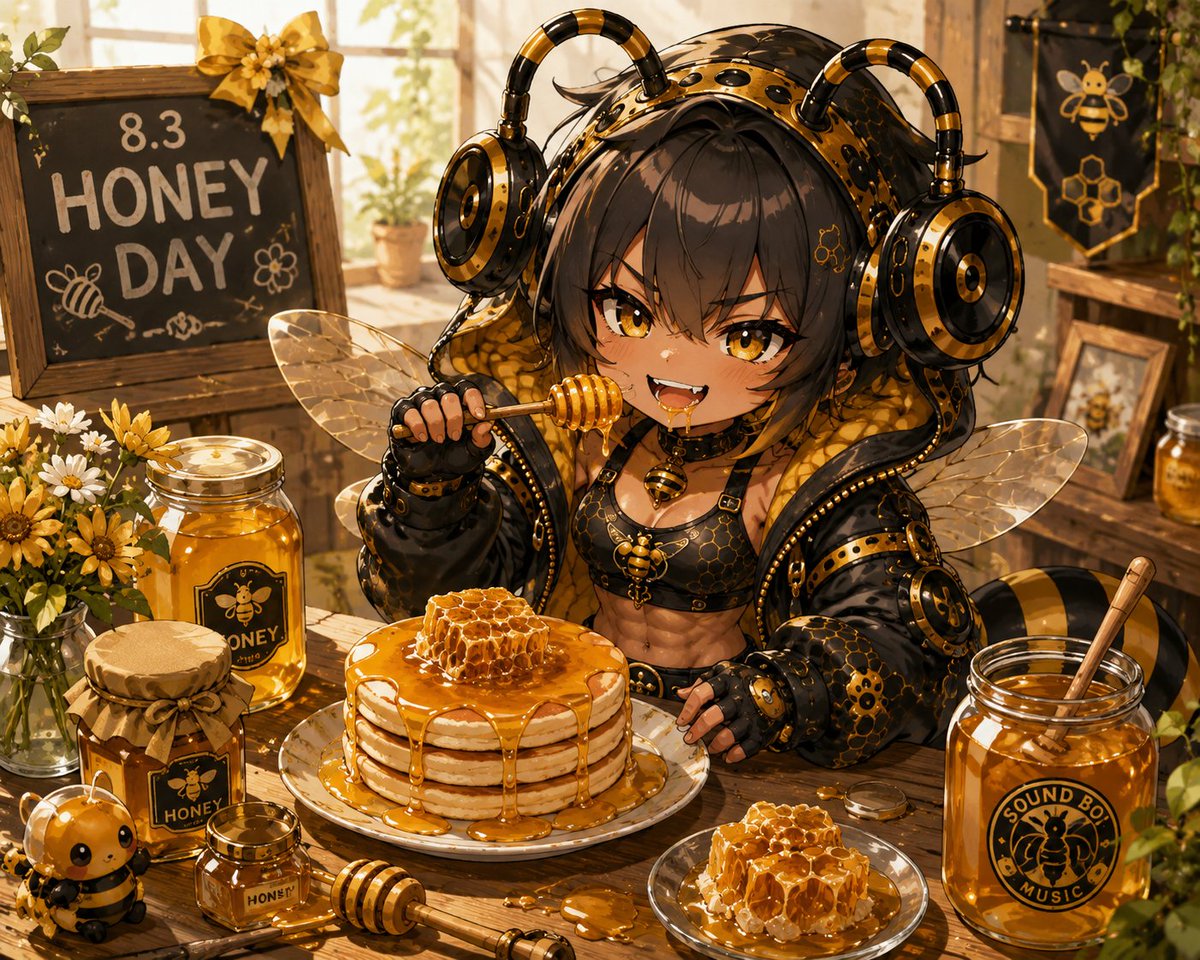 Ekakin710's tweet photo. 8月3日ははちみつの日🍯
Sound B.Oのちびキャラで生成🐝
はちみつは体に良いとか栄養があるとか聞くのでほしいけどなんか高いイメージ…
#SoundBO #はちみつの日 #ちびキャラ https://t.co/Y7BxtKXdz0
