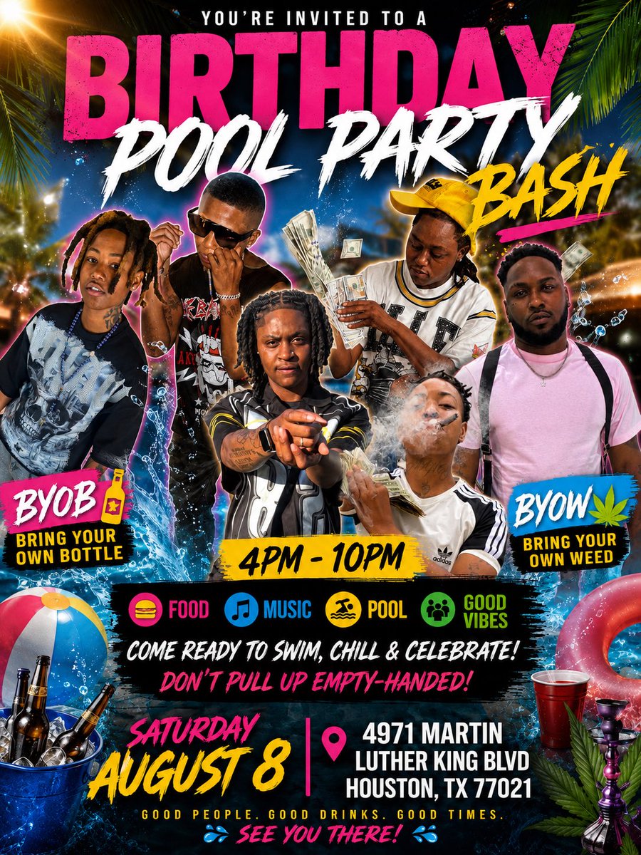 luhdimoo's tweet photo. Its DaBiggest pool party Saturday Aug 8th from4pm-10pm Come Out &amp; Celebrate 2 Birthdays with us #leoszn♌️ No Drama, No Violence. Come Out &amp; Have A Unforgettable Night 🤭🫱🏾🫱🏾Tell a Friend Bring A Friend, Also Bring Da SHAKERS OUT MANE TS OVERLY LITT🔥. VAYY FRIDAY da kickoff 🕺🏾🕺🏾 https://t.co/0mzZfH2lSU