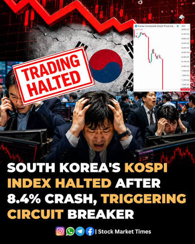 linda61988's tweet photo. 📉 【South Korea's Stock Market Extends Losses as Samsung and SK Hynix Drop Over 8%】
South Korea's benchmark stock index fell more than 5%, while shares of Samsung Electronics and SK Hynix both extended losses to over 8%.
#KOSPI #Samsung #SKHynix #AsianMarkets #TechStocks https://t.co/izTdtW5tYp