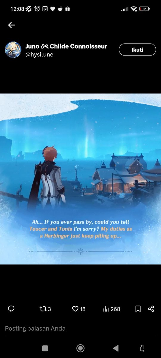 NoviltioRafi's tweet photo. Childe feels like the most important Harbinger in this Archon Quest. I hope they don't let down Childe fans' expectations just because he isn't a new character; we've been waiting for this moment for six years. https://t.co/AQriE43qaq