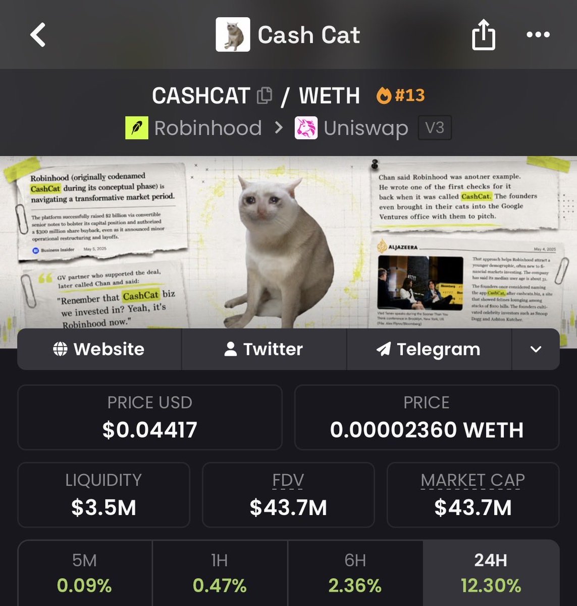 sagexbabyx's tweet photo. So $CATE is about to flip $CASHCAT https://t.co/BrTBlhdRiy