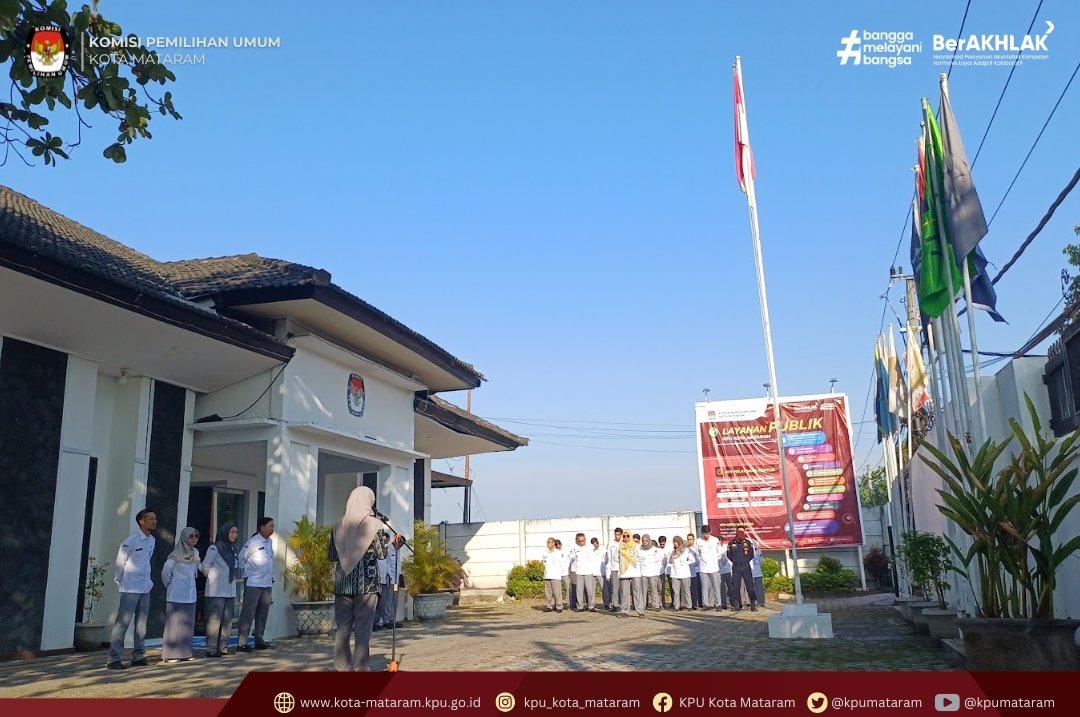 kpumataram's tweet photo. koordinasi, dan semangat kerja dalam pelaksanaan tugas kelembagaan.

Bertindak sebagai Pembina Apel, Ketua Divisi Teknis Penyelenggara KPU Kota Mataram, Sulfiani Ariyantu, sementara Pemimpin Apel oleh Kepala Subbagian Perencanaan, Data, dan Informasi, Aprilia Irma Prihatini. https://t.co/PSvaIf4KLe