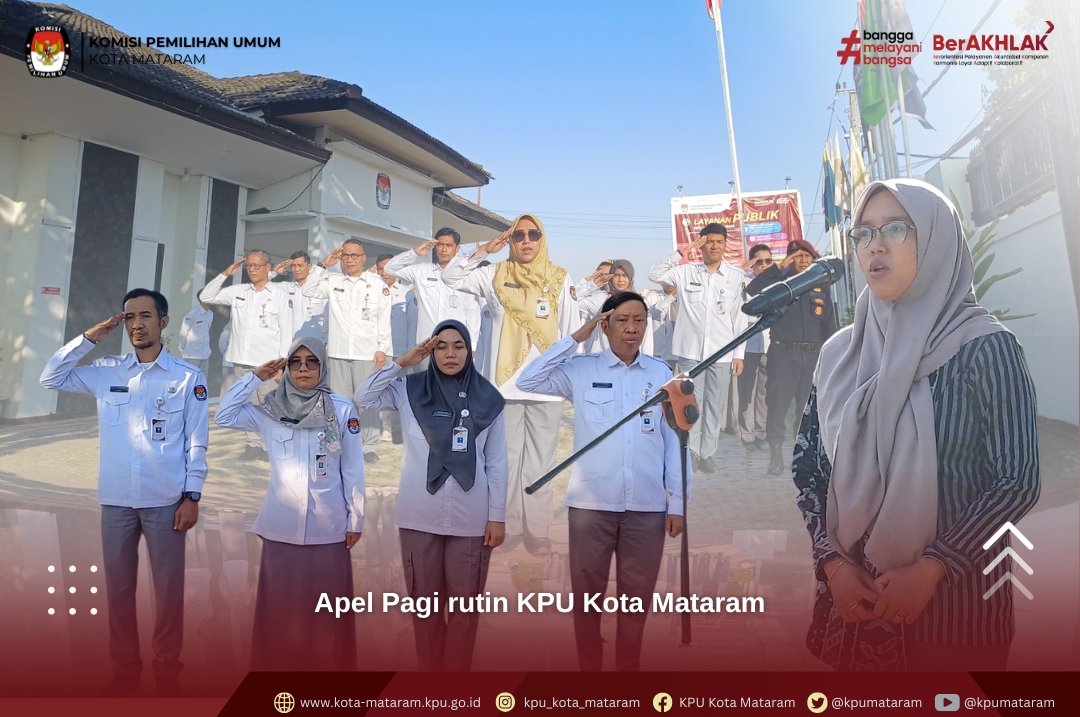 kpumataram's tweet photo. 🌻 Apel Pagi Rutin KPU Kota Mataram 🌻

#TemanPemilih, pada Senin, 3 Agustus 2026, KPU Kota Mataram melaksanakan kegiatan Apel Pagi Rutin yang bertempat di halaman Kantor KPU Kota Mataram. Kegiatan ini diikuti oleh seluruh pegawai sebagai bagian dari upaya memperkuat disiplin, https://t.co/Ep94rlB7cR