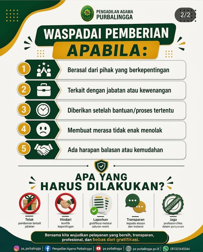 PAPurbalingga's tweet photo. WASPADAI GRATIFIKASI DI ERA DIGITAL https://t.co/k4C9avaJI5