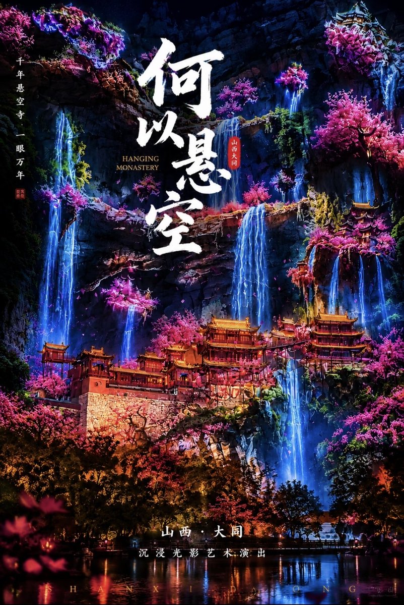 Cherry19991999's tweet photo. Hanging Temple Immersive Light Spectacle:Whe Does IT Hang? https://t.co/ZFZHlmwUII