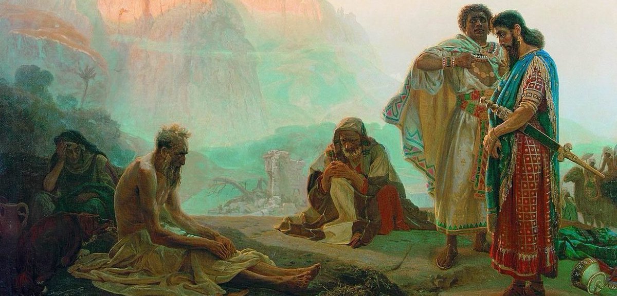 O5Bravo's tweet photo. Jangan lupa, kisah Ayub itu sebenarnya adaptasi dari puisi Babilonia kuno yang berjudul the Righteous Sufferer (Ludlul bēl nēmeqi). 

Al-kitab itu bukan merupakan satu kesatuan karya tetapi kompilasi dari banyak buku (kitab). Banyak orang sering kebingungan membedakan mana kitab mitologi, mana kitab sastra, mana kitab filsafat dan mana kitab sejarah. Akhirnya bacanya bingung sendiri, kitab mitologi dan kitab sastra dibaca kayak baca kitab sejarah ya gak nyambung.