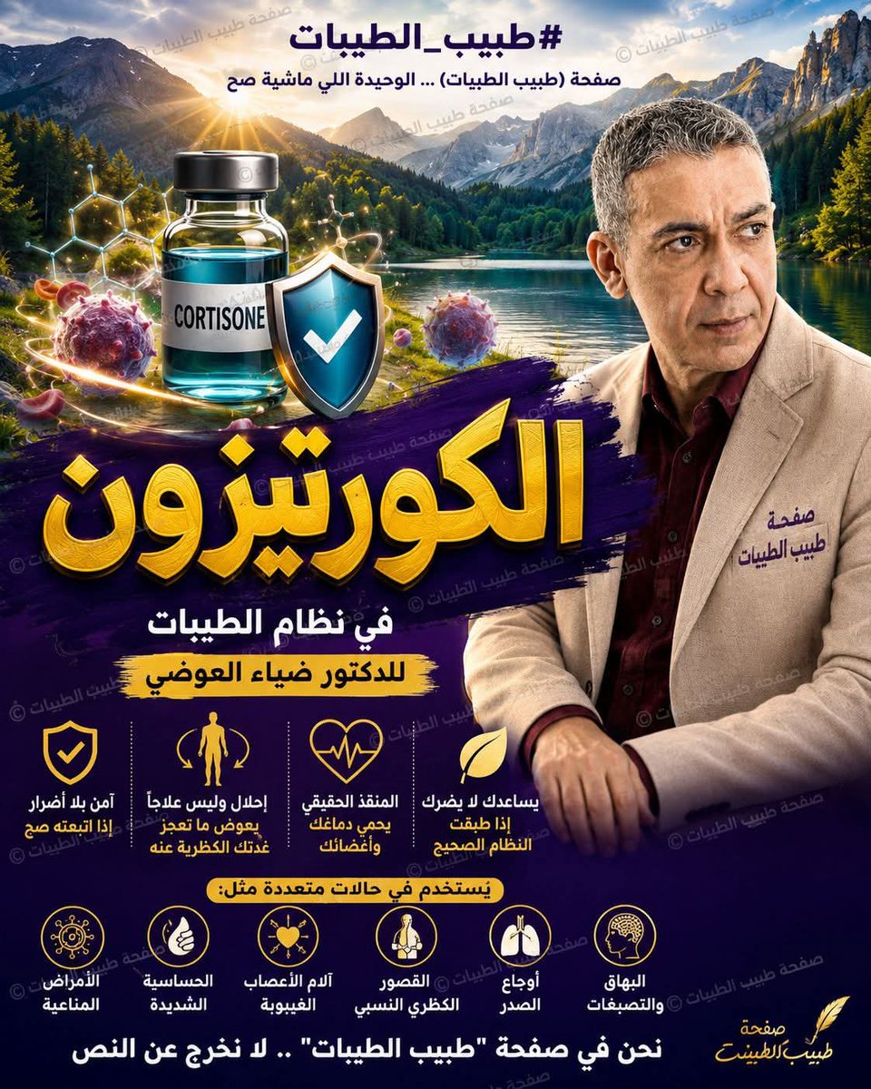 AliAli137278's tweet photo. الكورتيزون 

ركزوا معايا عشان الموضوع ده مهم جداً.
الكورتيزون في نظام الطيبات للدكتور ضياء العوضي بيعتبر من أهم وأقوى النقط اللي بتميز فكره، لأن نظرته للكورتيزون مختلفة تماماً عن الطب التقليدي. الدكتور ضياء بيشوف إن الكورتيزون هو "الدواء الوحيد على وجه الأرض اللي ملوش أضرار" طالما بيتاخد صح وضمن شروط النظام.

١. فلسفة الكورتيزون في نظام الطيبات

 * إحلال وليس علاجاً: 
الدكتور ضياء بيأكد إن الكورتيزون مش "دوا" بالمعنى المفهوم، لكنه "إحلال" (Replacement) للي غدتك الكذرية (فوق الكلوية) مش عارفة تفرزه بسبب الضغوط الميكانيكية (ضغط القولون المنفوخ) والالتهابات المعوية.

 * المنقذ الحقيقي: 
في حالة الطوارئ، الكورتيزون هو "طوق النجاة" الوحيد اللي بيقدر يقف قدام الهيستامين والإنسولين وينقذ الدماغ والأعضاء.

 * خديعة الأضرار: 
الدكتور ضياء بيقول إن الأطباء همشوا دور الكورتيزون وبالغوا في وصف مضاعفاته عشان يسوقوا لأدوية تانية زي المسكنات والمثبطات المناعية. هو بيشوف إن الكورتيزون بيريّح القلب ويفتح الشعب الهوائية ويحمي المخ من غير ما يضر الكلى أو الكبد زي بقية الأدوية.

٢. هل يمكن أخذه وحدنا أم تحت إشراف طبي؟

 * شرط الارتباط بالنظام: 
الدكتور ضياء بيشدد جداً إن الكورتيزون بيبقى آمن و"بيخسس" مش "بيتخن" فقط لو حضرتك مانعة الممنوعات (البيض، اللبن، الدقيق الأبيض، البقوليات، الفراخ) ومصفرّة الإنسولين في دمك.

 * خطر "المون فيس": 
لو أخدتي كورتيزون وأنتي لسه بتاكلي غلط أو بتاخدي أدوية سكر (إنسولين عالي)، ساعتها هيحصل "المون فيس" وتجمّع المياه والدهون في البطن، لأن الإنسولين هو اللي بيحبسهم، والكورتيزون في وجود الإنسولين بياكل عضلاتك ويحولها لدهون.

* خطر "هشاشة العظام":
الحقيقة إن الكورتيزون هو "هرمون حياة" وعنصر أساسي للحفاظ على كثافة العظام وتوزيع الموارد في الجسم. الدكتور ضياء بيشرح إن الهشاشة والضعف اللي بيحصلوا مش بسبب الكورتيزون كجسم غريب أو دواء، لكنهم نواتج "خناقة" هرمونية بتحصل جوه حضرتك. لما تكون خلايا الدماغ "جعانة سكر" والتروية ضعيفة بسبب ضغط البطن والتهاب القولون، بيبدأ الكورتيزون مهمته الانتحارية لإنقاذ المخ وتوفير الوقود ليه.
الأزمة الكبيرة بتحصل لما حضرتك تكون ماشي على أكل بيعلي الإنسولين أو بتاخد أدوية بتنشط الإنسولين؛ هنا الإنسولين بيشتغل كـ "دفّاس" بيقفل مخازن الدهون والنشويات بالضبة والمفتاح. الكورتيزون لما ييجي يدور على سكر ينقذ بيه الدماغ، بيلاقي المخازن مقفولة، فبيضطر يروح يكسر في "البروتين الداعم" للجسم اللي هو الكولاجين الموجود في العضم والعضلات والغضاريف عشان يحوله لسكر. يعني العضم بيتاكل كـ "ثمن" لتوفير الطاقة للمخ بسبب سدة الإنسولين، مش لأن الكورتيزون شرير في حد ذاته.
لو لسه مش فاهم الفكرة، تخيل أن رجال المطافي بيكسروا باب عمارة أو أبواب الشقق (مضطرين) عشان ينقذوا اللي فيها، هل لو حصلت حريقة في عمارة تانية نقول بلاش تتصلوا بالمطافي لأنهم بيكسروا الأبواب؟ لا رجال المطافي ولا الكورتيزون أشرار.

 * الإشراف الطبي: 
الدكتور ضياء دايماً بيقول "اسمعوا كلام بابا" في تطبيق النظام، وهو اللي بيحدد لمرضاه (زي حالات MS وزرع الكلى) إمتى يزودوا الجرعة وإمتى يسحبوها بناءً على اختفاء الأعراض. الإشراف الطبي (لو متاح) مهم، أما لو مش متاح فالموضوع مرتبط بفهمك الكامل لميكانيكا جسمك وردود فعله.

٣. الجرعات المسموحة
الدكتور ضياء ذكر عدة أشكال وجرعات حسب الحالة:

 * جرعات الطوارئ: 
في الرعاية المركزة، ممكن الجرعة توصل لـ ٥ جرام (٥٠٠٠ ملغ) في اليوم الواحد بدون مشاكل.

 * الحقن (الدكسا): 
ذكر استخدام أمبولات "دكساميثازون" (دكسا) كزقة أو دفعة قوية للجسم في حالات معينة.

 * جرعات الاستمرارية: 
لا يستخدم الكورتيزون الخارجي باستمرار، لكنه فقط كدعم مؤقت للجسم.

 * التوقيت: 
السحب أو التغيير في الجرعة بيكون تدريجي وبمراقبة "الريق" والنشاط، ولو الأعراض رجعت يبقى الجسم لسه محتاج "الزقة".

٤. الحالات التي تأخذ الكورتيزون في نظام الطيبات
الكورتيزون بيعتبر الحل الشامل لحالات كتير جداً عند الدكتور ضياء:

 * الأمراض المناعية: 
زي التصلب اللويحي (MS)، الروماتويد، الذئبة الحمراء، والصدفية.

 * حالات الغيبوبة: 
بيفوق عيانين "غيبوبة السكر" (DKA) بالحقنة الشرجية والكورتيزون لأنها غيبوبة التهابية مش سكر.

 * الآلام العصبية: 
زي العصب الخامس، العصب السابع، وعرق النسا.

 * 
----------------
» شارك الموضوع مع أصدقائك.
» الأسئلة والطلبات في البوست المثبت .. 

#شرح_نظام_الطيبات 
#طبيب_الطيبات 
#نظام_الطيبات 
#ضياء_العوضي