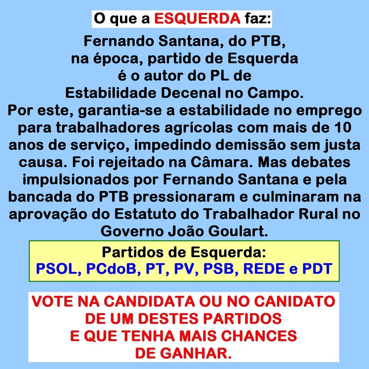 RogerBMoura's tweet photo. A Esquerda quer estabilidade para a trabalhadora e o trabalhador. https://t.co/sMo3Qw4kmi