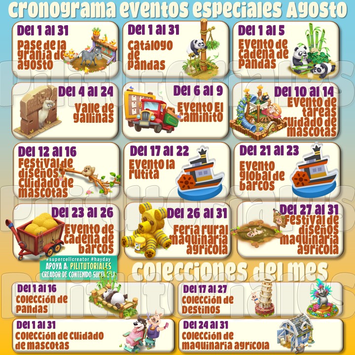 Pilitutoriales_'s tweet photo. Los siguientes serán los eventos especiales de agosto https://t.co/mOcd2SVBQj