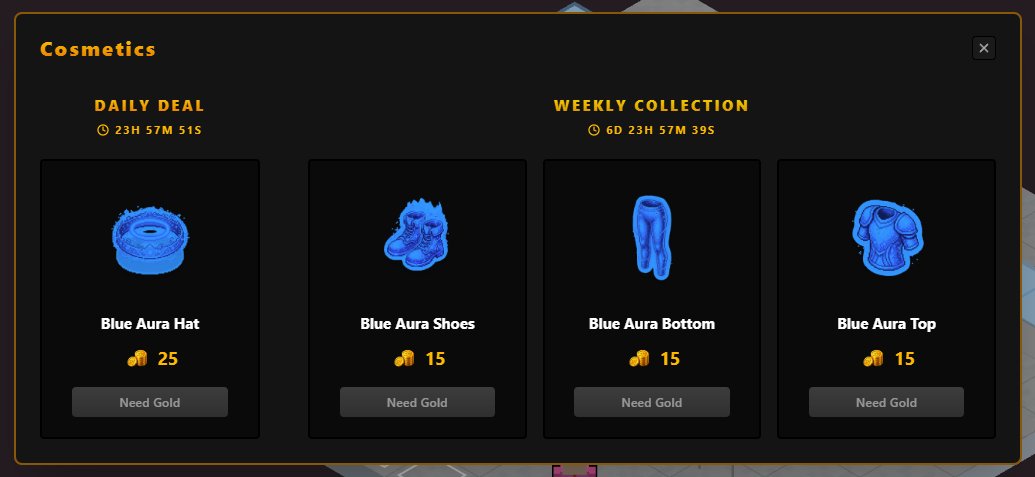 playchainera's tweet photo. ⏳ NEW COSMETICS JUST DROPPED ⏳

The Aura collection is live in the shop right now available for a limited time only.

🔵 Blue Aura Hat 25 Gold 
🔵 Blue Aura Shoes 15 Gold 
🔵 Blue Aura Bottom 15 Gold 
🔵 Blue Aura Top 15 Gold

Don't sleep on it. 🔥

solana:Fbeo1oQ6v4AtErAuSeAPfCy69vo1Rq1voE6uMGhNpump 

👉 Play now: https://t.co/GRL8396DeN