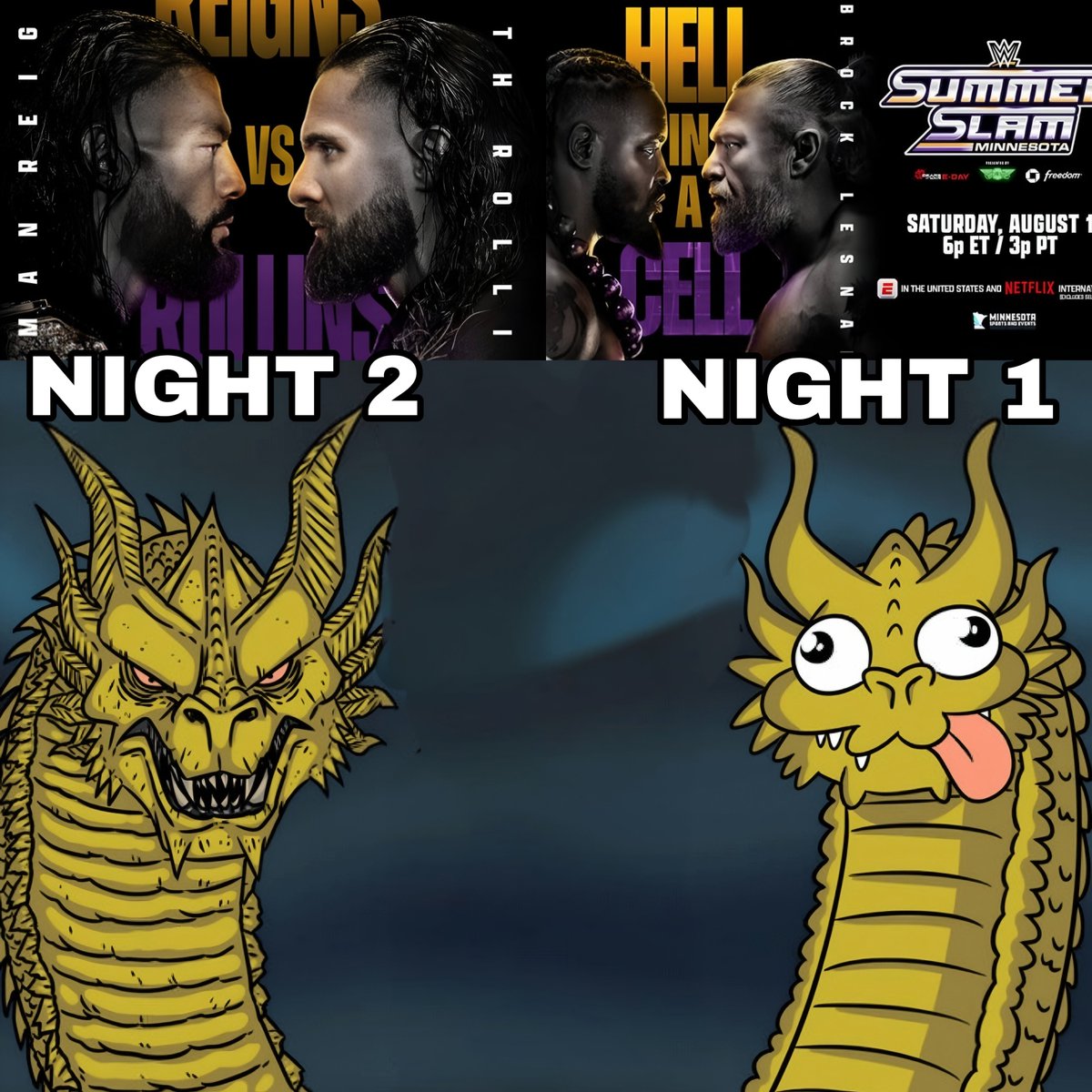 AllDAYZ77's tweet photo. SummerSlam Night 2 clears Night 1, and it's not even close. 🔥 https://t.co/nEywB88PPA