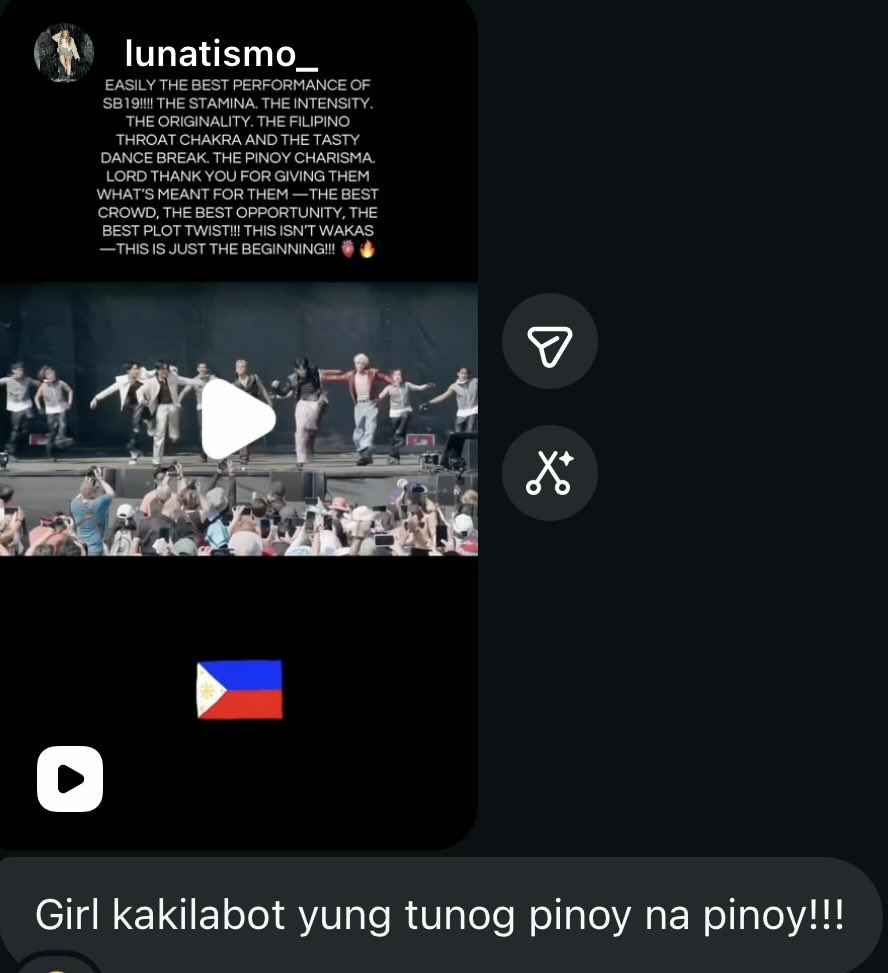 jb1eber_add1ct's tweet photo. A casual officemate approached me. She congratulated me kasi daw magperform ang SB19 sa Lollapalooza. She even mentioned they deserved it kasi ang talented nila.

And then another casual friend din who messaged me about the performance of SB19 sending me the dance break of DAM. Saying tunog Pilipino talaga.

SOBRANG SAYA NG PUSO KO😭

Nakakaproud kayo, SB19!🇵🇭😭

#SB19atLollapalooza 
#SB19 @SB19Official