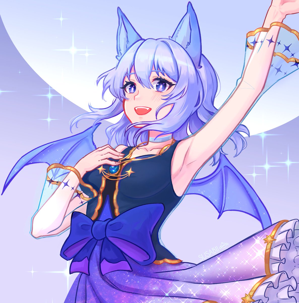 im_kuwai's tweet photo. Hiii!~ I'd like to introduce myself! I'm Kuwai, a Vampire Fruit Bat. Though your blood may be safe, your bananas are not!~ | Art created by @Susabiiart. #art #kuwai #vampirefruitbat #oc https://t.co/RAPnfkgGZK