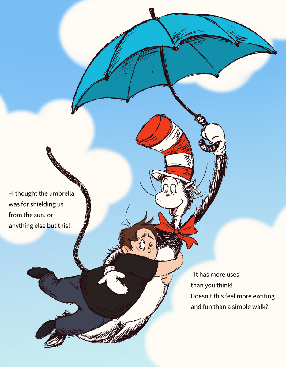 Megg666z's tweet photo. Once Morgan agreed to the outing, he asked where they were going, and the Cat said mysteriously: "wherever the wind takes us!"

Little did Morgan know that he was speaking literally https://t.co/sX2cXOonhx