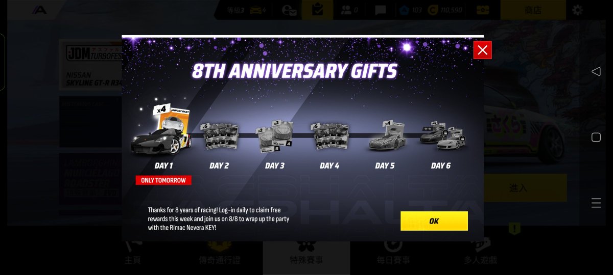 guj1253550's tweet photo. @asphalt The welfare of the 8th anniversary is quite good, but after I clicked on the corresponding pop-up window, I did not receive the corresponding reward. I have been engaged in new projects for many times without success. Is there any solution? https://t.co/SvVI8ZoGSw