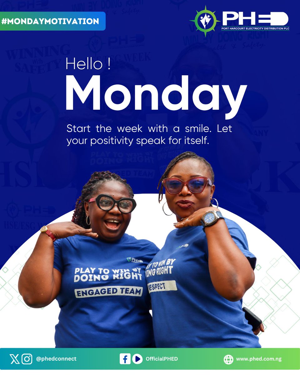 PHEDconnect's tweet photo. Hello Monday !!
Start the week with a smile. Let your positivity speak for itself.
#HelloMonday #MondayMotivation #PHEDCares #StayPositive #NewWeek #MondayVibes #Smile #PHED #StartStrong https://t.co/tQw9g7fxYv