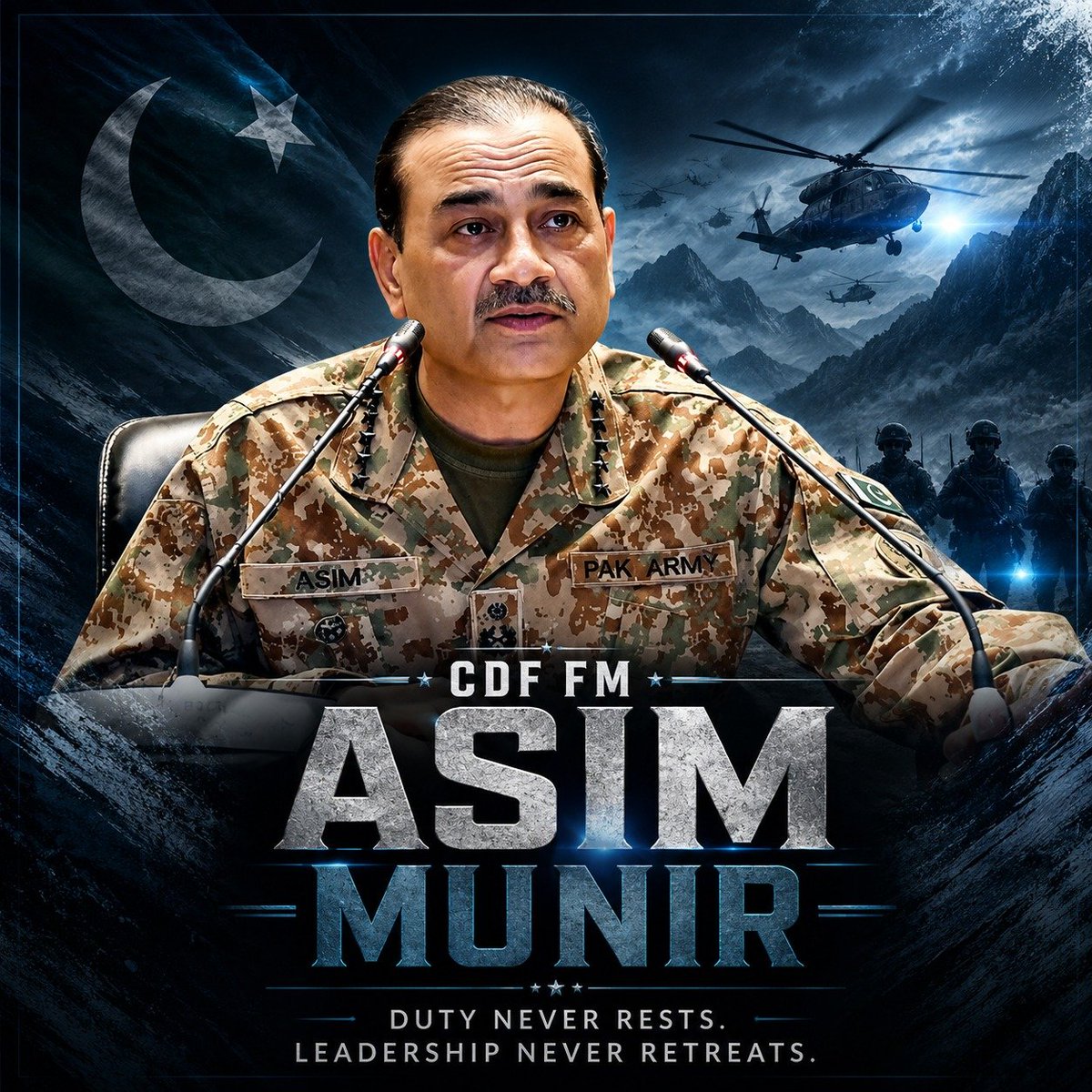 Sheema__0's tweet photo. True leadership shines brightest during challenging times. Clear vision, steady resilience, and absolute dedication are protecting Pakistan's national interests and securing a peaceful future! 🇵🇰🛡️

#IronManCDF #StrongmanCDF #SaluteToCDF #ProudOfYouCDF #CDFPeacemaker https://t.co/UCQeLx9hSI