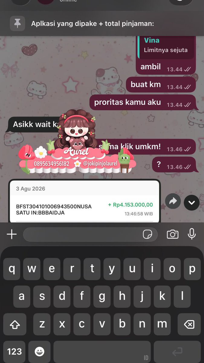aaaaurelll's tweet photo. ⋆˚࿔ Open joki pinjol ⋆˚࿔

Udah sore kamu masih cari pinjaman buat bayar yang jatuh tempo? sini aku bantu lunasin kaᯓ★

── .✦ Fee akhir
── .✦ Free konsultasi
── .✦ Bisa sistem cod/ketemu

#bealanja #zonauang #zonajajan https://t.co/sxCyhu8TjX