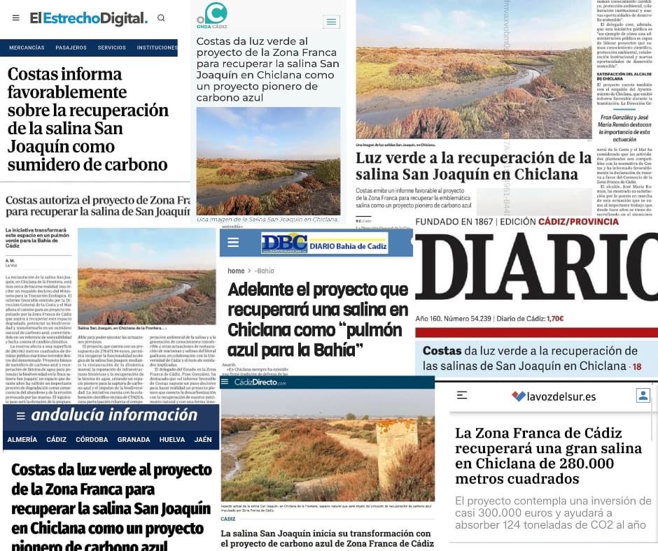 ZFCadiz's tweet photo. 🎙🗞 📺 Gracias a los medios de comunicación por la difusión del importante avance en nuestro proyecto de transformación de la salina de San Joaquín en #Chiclana.

Una iniciativa pionera de #CarbonoAzul para lograr la huella cero en el marco de nuestro #PlandeDescarbonización. https://t.co/uqyn2yiBZ5