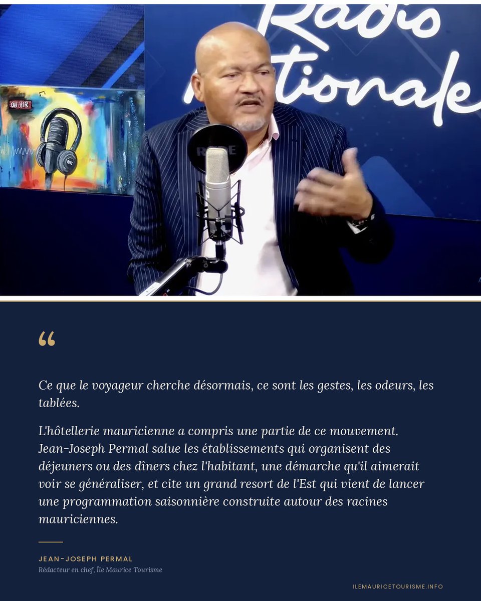 ilemaurice's tweet photo. Quarante ans à écrire sur son île, et un aveu à l'antenne : Jean-Joseph Permal explique pourquoi il s'était trompé sur le all inclusive. https://t.co/W2bRjLdvNm #Maurice #Tourisme https://t.co/5jhcW9Tsxh