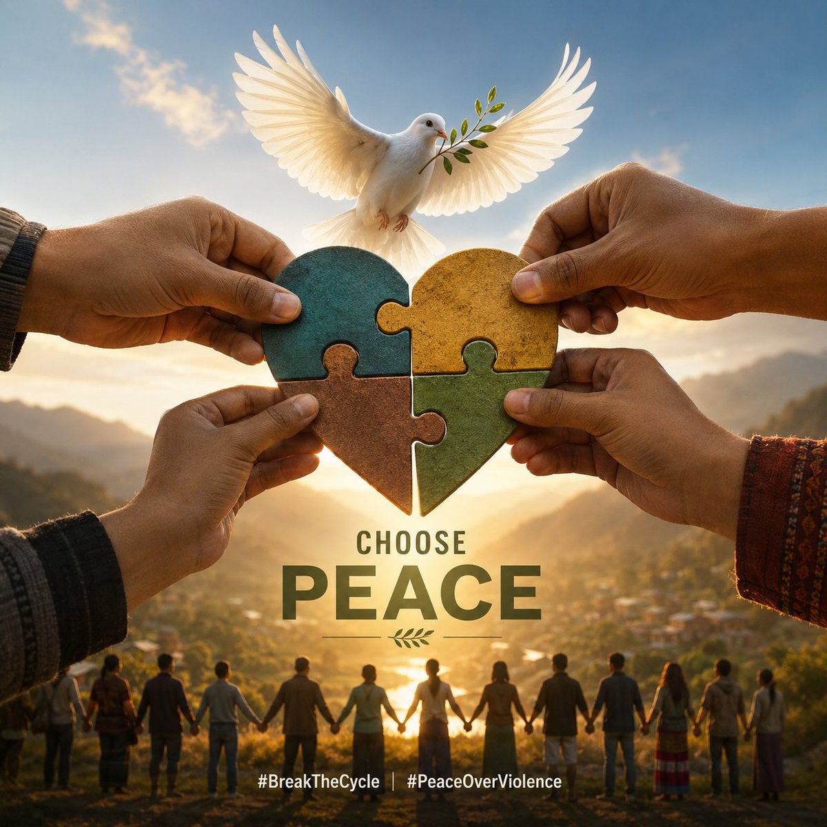 KikonAtohw's tweet photo. Lasting peace begins when every community chooses humanity over hostility and cooperation over conflict. #BreakTheCycle  #PeaceOverViolence https://t.co/AzQN3iVN8Y