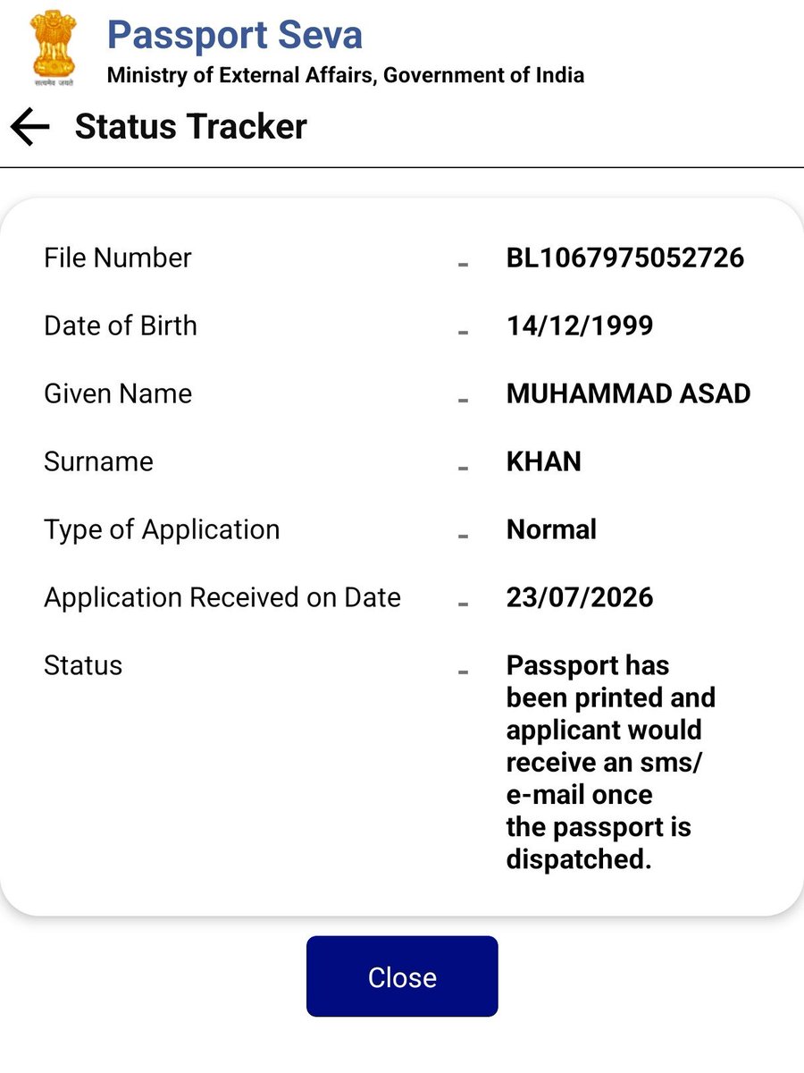 imasad_khan's tweet photo. @rpobareilly @passportsevamea @sambhalpolice 🙏🏻 Heartfelt Thanks | Positive Update: All Three Passport Applications Have Been Successfully Printed ✅📘🇮🇳 https://t.co/p4y7ydDICy
