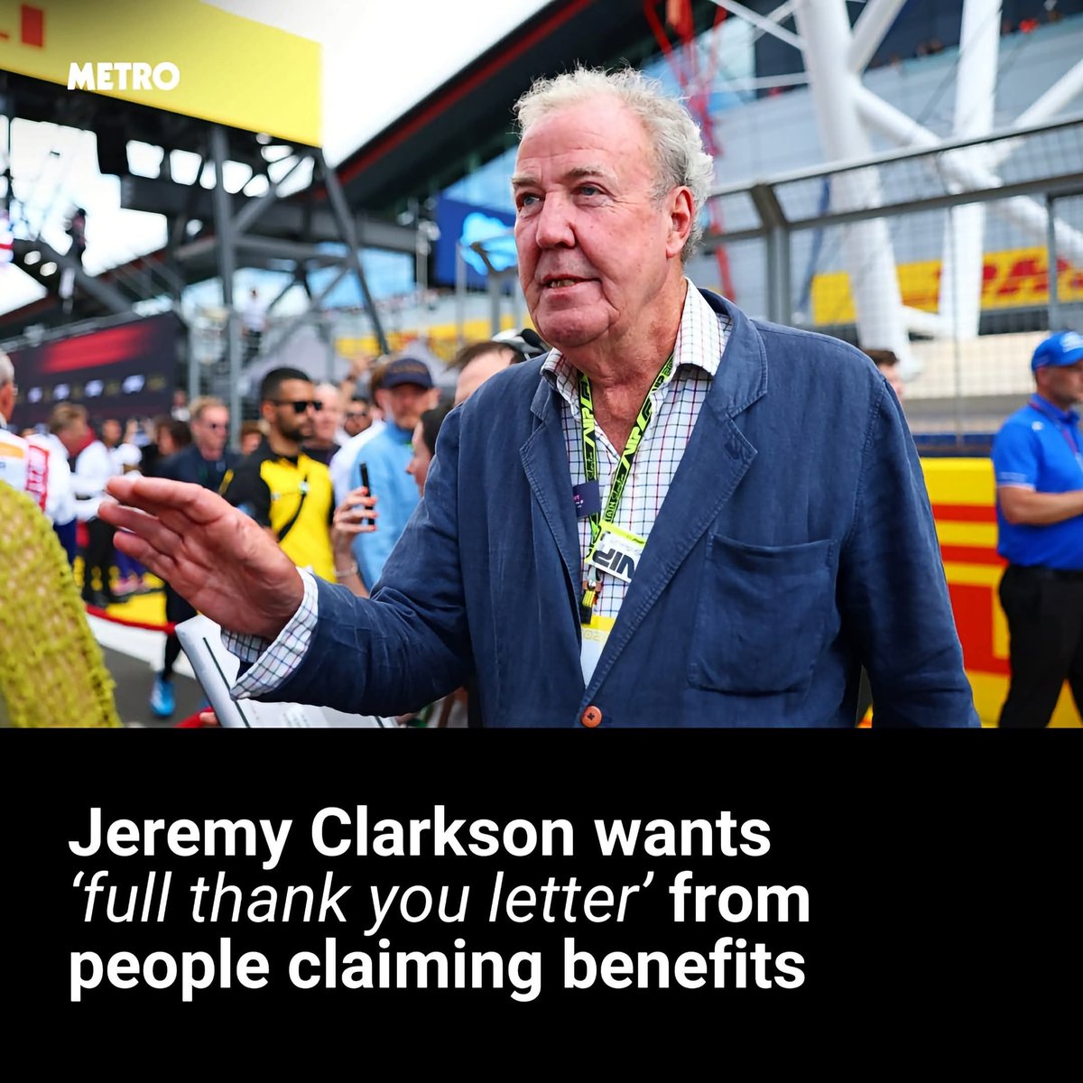 SophieP25397's tweet photo. Clarkson’s status and career, was started by the licence-fee funded BBC’s Top Gear. As a TV licence payer - I demand a letter of thanks  from him!
The Cancer has not humbled him I see.. https://t.co/H249aLRzt0