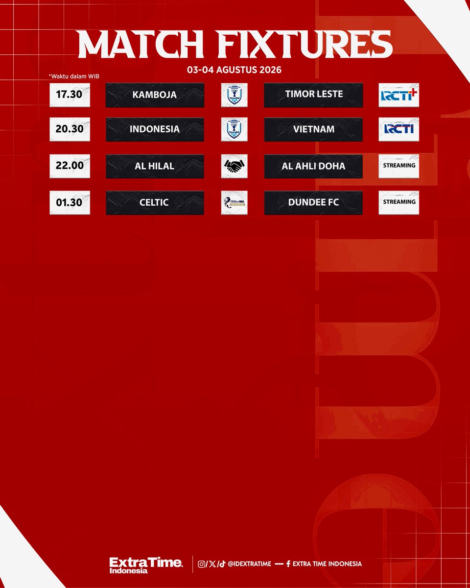 idextratime's tweet photo. #JadwalBolaETI Malam Ini!

Timnas Day wib! 🥳 https://t.co/zbsOUdSFSi