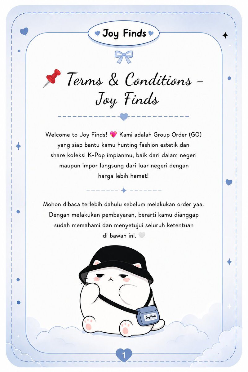 GOJoyFinds's tweet photo. Mohon baca Terms &amp; Conditions terlebih dahulu sebelum melakukan order.
Thank you &amp; happy shopping! 🤍✨ https://t.co/QkGEbkC0u4