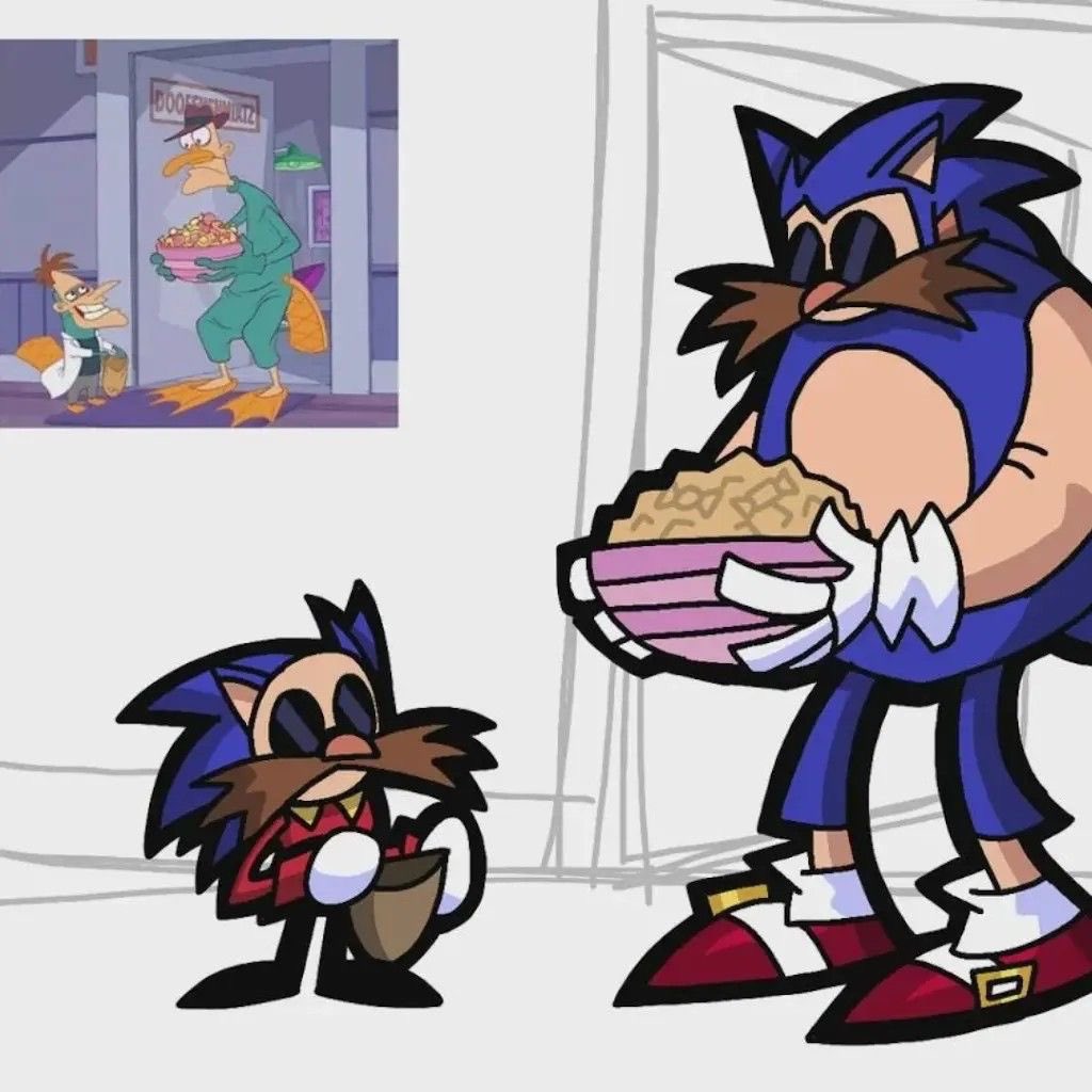 kings7823's tweet photo. First I was confused. I thought it was big sonic and little egg man. https://t.co/PtTODDbOrb