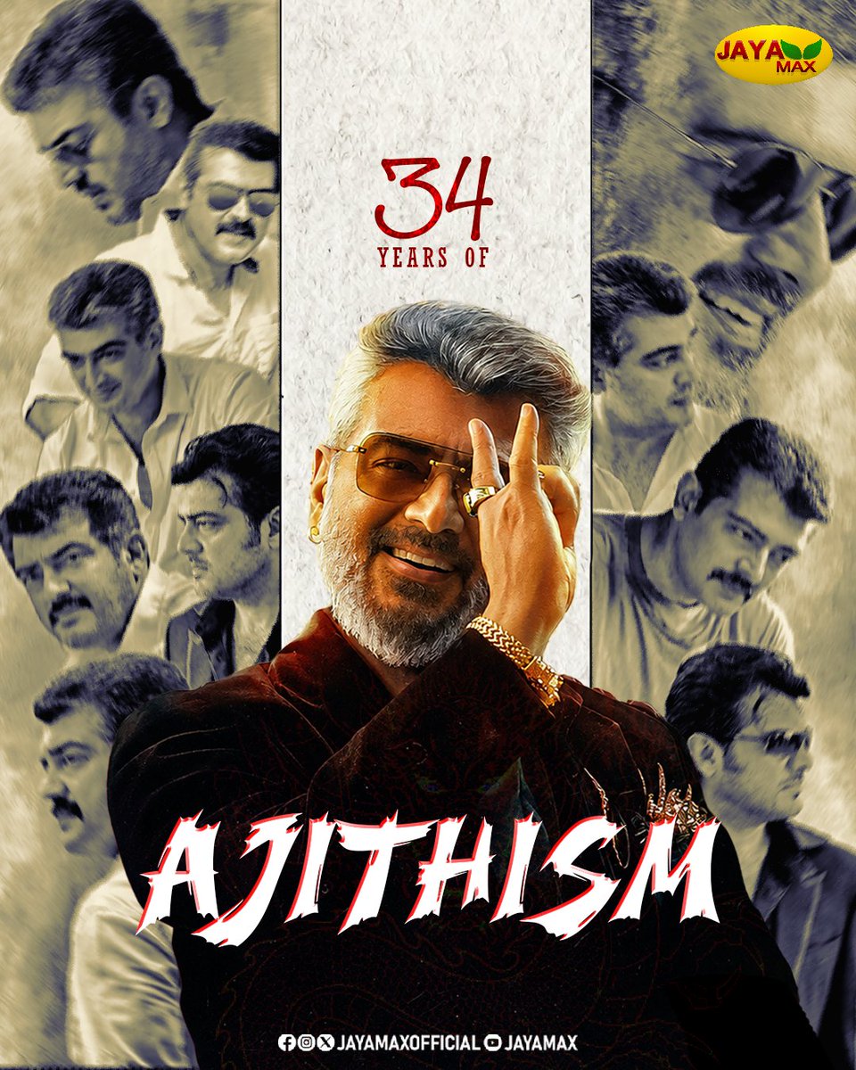 JayaMaxOfficial's tweet photo. 34 Years of Ajithism...💥
#ajith #akfans #akmovies #aksongs #34yearsfoajithism #jayamax https://t.co/kF8b5oVrSE
