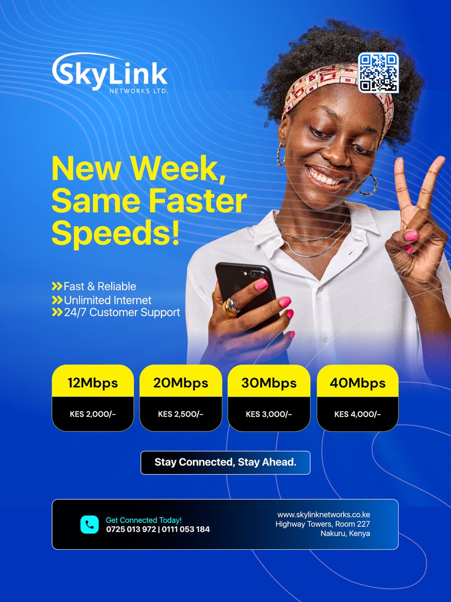 SkyLinkNetwork_'s tweet photo. New Week, Same Faster Speeds!

Kickstart your week with fast, reliable internet.
Whether you’re working from home or studying online,
we power your productivity! https://t.co/74mubzcE6B