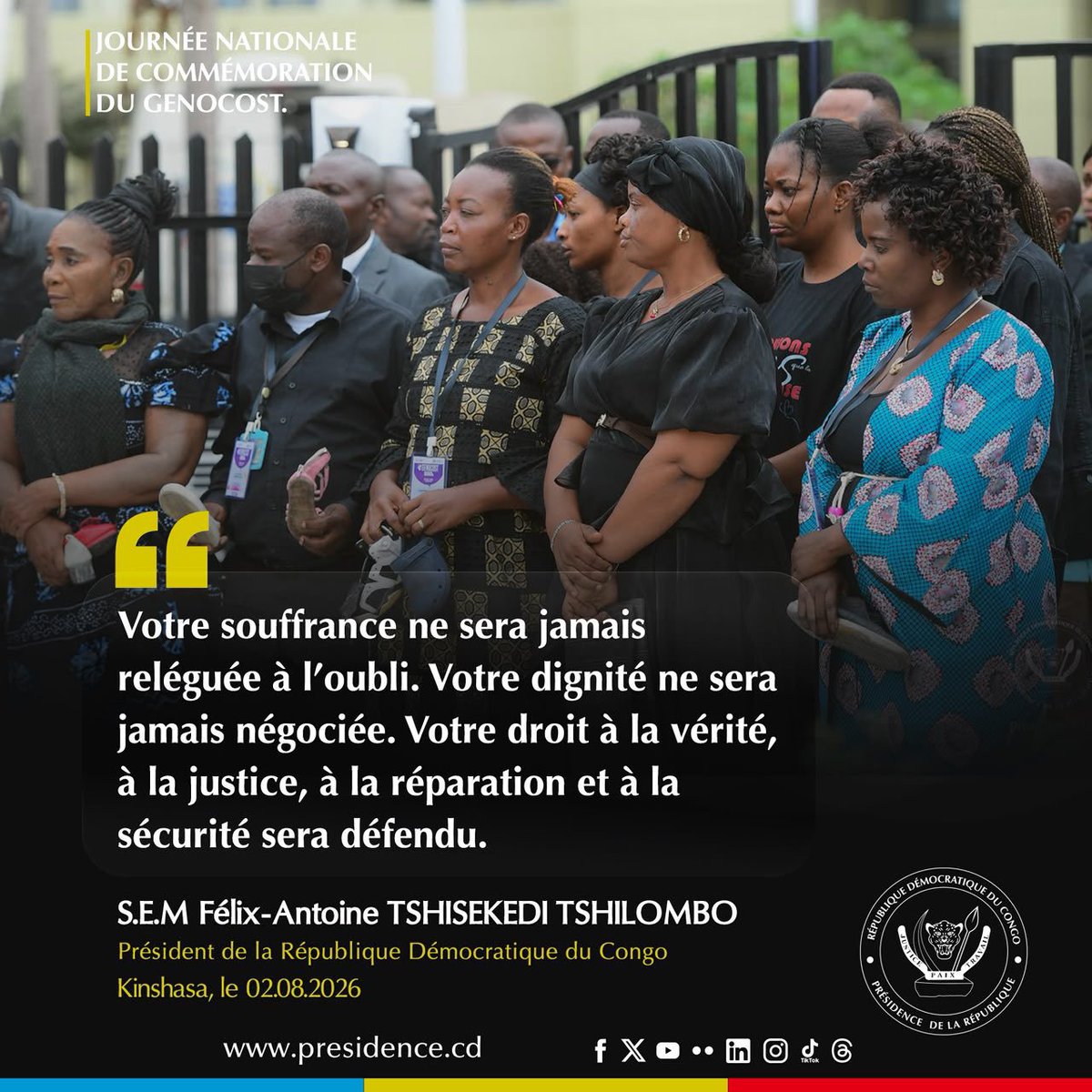 JohnNgombua1's tweet photo. La quatrième commémoration du #Genocost a provoqué une véritable onde de choc dans la galaxie #Kagame. De toutes parts, les voix du régime s'activent pour nier la réalité de ce génocide des Congolais perpétré à des fins économiques.
​Pourtant, la différence est fondamentale : contrairement au génocide rwandais, qui s'est déroulé entre citoyens d'un même pays, le Genocost relève en grande partie de la responsabilité de puissances étrangères, le #Rwanda en tête. Voilà pourquoi le régime de Kigali redoute cette commémoration comme une menace directe.
​Le Rwanda doit désormais intégrer une vérité fondamentale :
​« Aucune souffrance ne doit être instrumentalisée au détriment d'une autre. Aucune mémoire ne doit se construire sur l'effacement d'une autre... »
@Fatshi13
​L'ère de l'impunité est révolue : il n'y aura plus jamais d'occupation rwandaise en #RDC. C'est la toute dernière fois.
#DontTrustPK #LéopardsNumériques