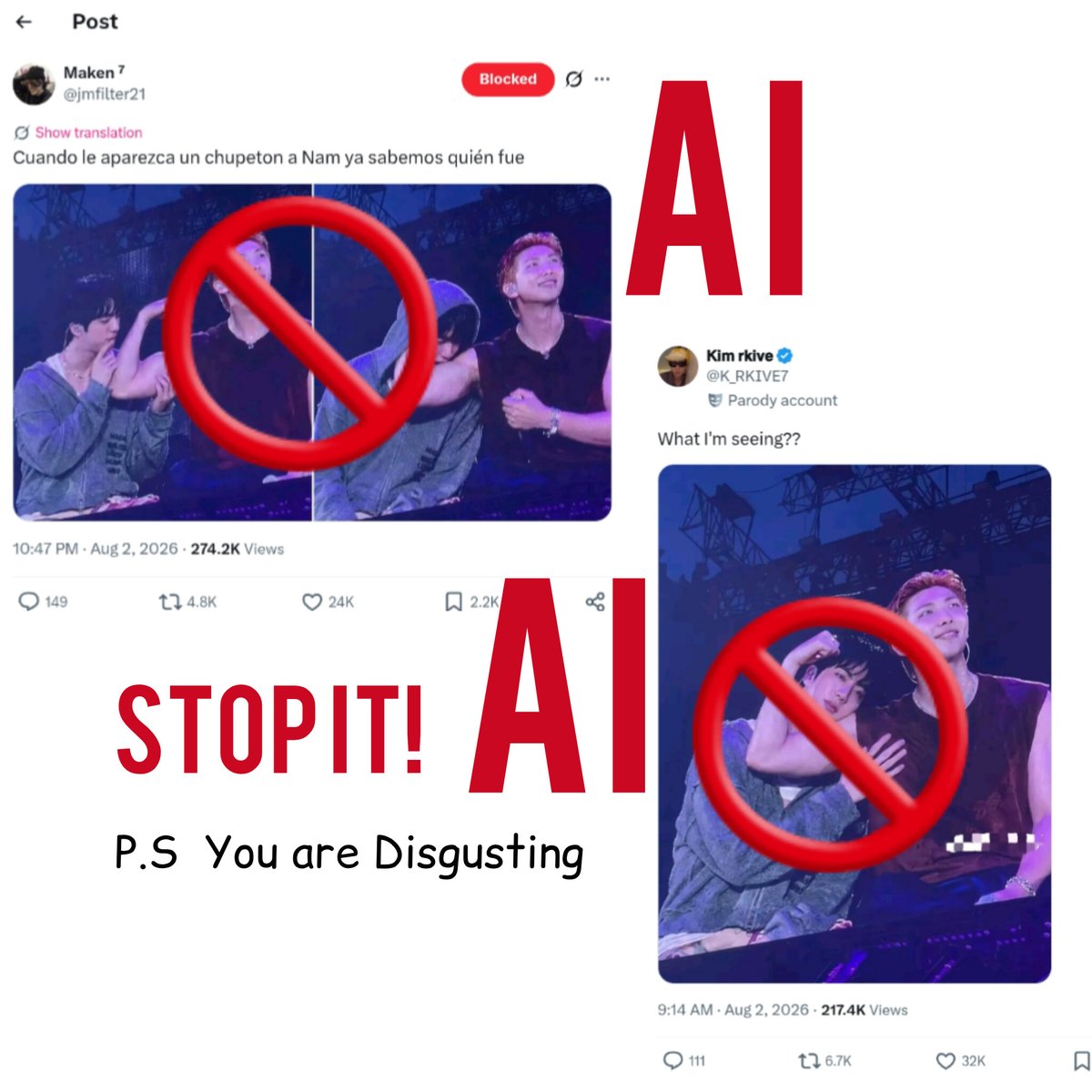 VocalKingKim's tweet photo. Stop it! This is disturbingly creepy
Just cuz someone is a celebrity doesn't make doing this shit okay nor LEGAL

Imagine someone did this to your face and posted in on internet you people have forgotten the existence of CONSENT. People making or sharing this should be ashamed https://t.co/Zf2EEr7New