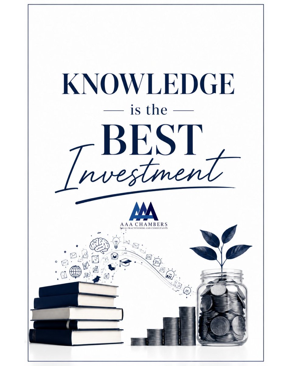 aaa_chambers's tweet photo. Knowledge is the one investment that never loses its value.
#aaachambers #lawfirms #lawfirmsinlagos #litigation #lawfirmsinnigeria #nigeria #nigerianlaw #litigationnigeria #legalpracticeNG https://t.co/hDCHrNl964
