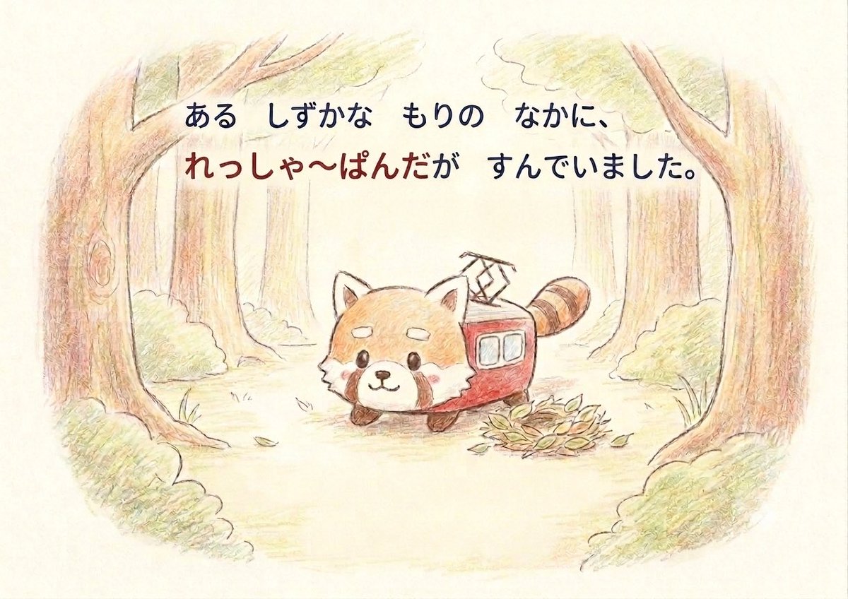 resshapanda's tweet photo. 絵本「れっしゃ〜ぱんだ・冒険の始まり」1ページ‼️
全部で10ページあります😆

#オリジナルキャラクター 
#絵本 
#レッサーパンダ 
#かわいい 
#キャラクター https://t.co/bX7QSZBV4u