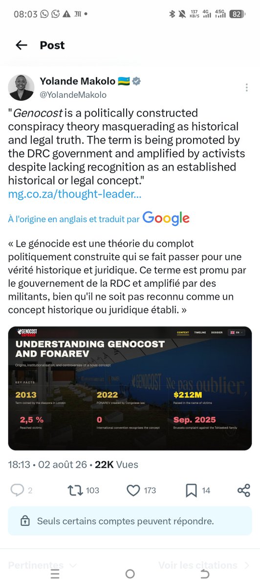 JohnNgombua1's tweet photo. Madame @YolandeMakolo ,​nier le Genocost, c’est tenter d’effacer des millions de victimes congolaises immolées sur l’autel du pillage économique.
​La vérité historique et les rapports de l'#ONU ne se balayent pas d'un tweet propagandiste. Ce n'est pas une « théorie du complot », c'est une réalité sanglante dont les commanditaires et leurs relais devront répondre. Le déni ne protège plus personne. #Genocost #RDC  #DontTrustPK #NJamaisCroireP_Kagame #LéopardsNumériques