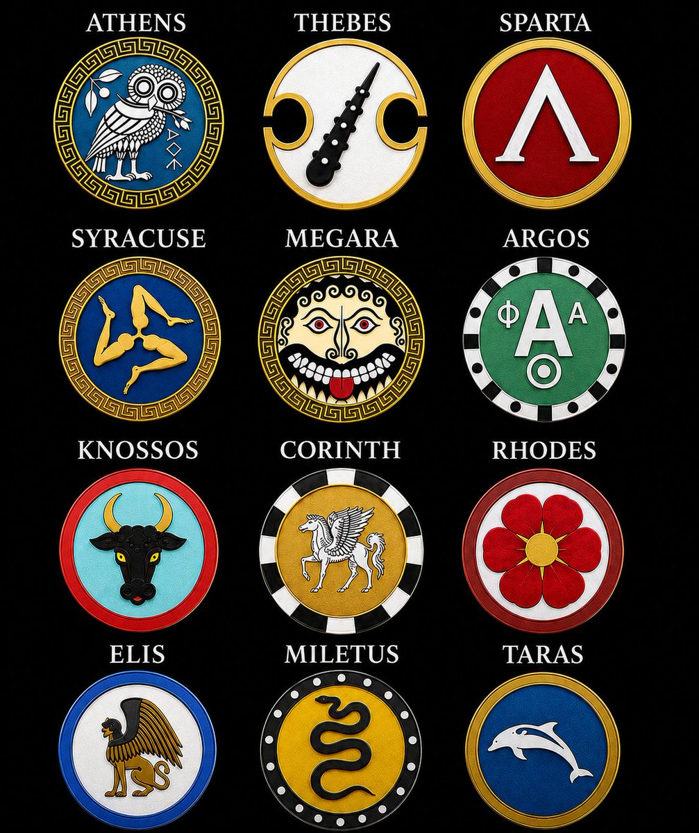 RealHellenist's tweet photo. Ancient Greek Hoplite Shield Emblems https://t.co/k0LTuDIIoz