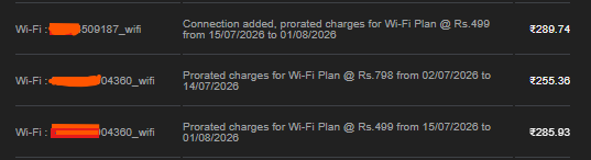 Rajput007suraj's tweet photo. @Airtel_Presence @airtelindia Why am I being charged again for already-paid unbundling charges? I have only 2 Wi‑Fi connections, but my bill contains 3 Wi‑Fi billing entries and unexplained prorated charges. Request immediate review and reversal of incorrect charges. #AirtelCare https://t.co/kg6qdr1aUz