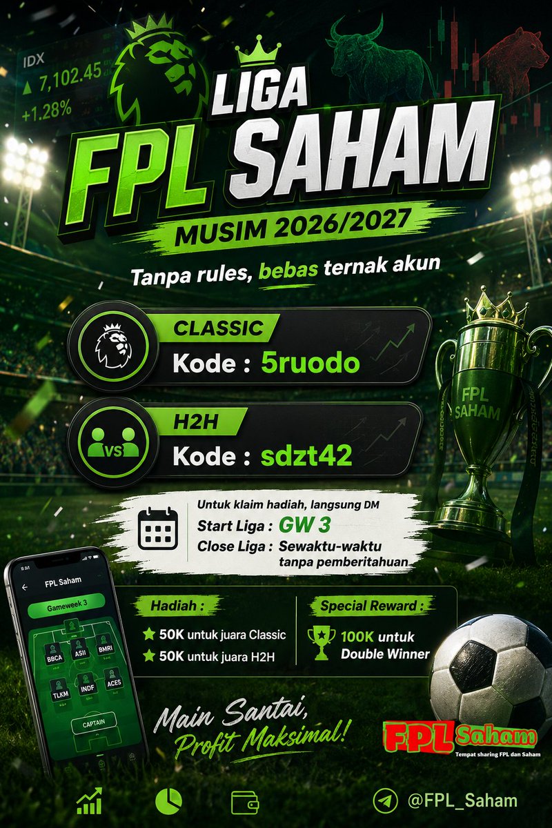 FPL_Saham's tweet photo. Ga usah Follow
Ga perlu Retweet
Ga butuh tag teman
Langsung masukkan kode....

cc : @KoFPLI @pisangij01 https://t.co/4L4kvoPAdt