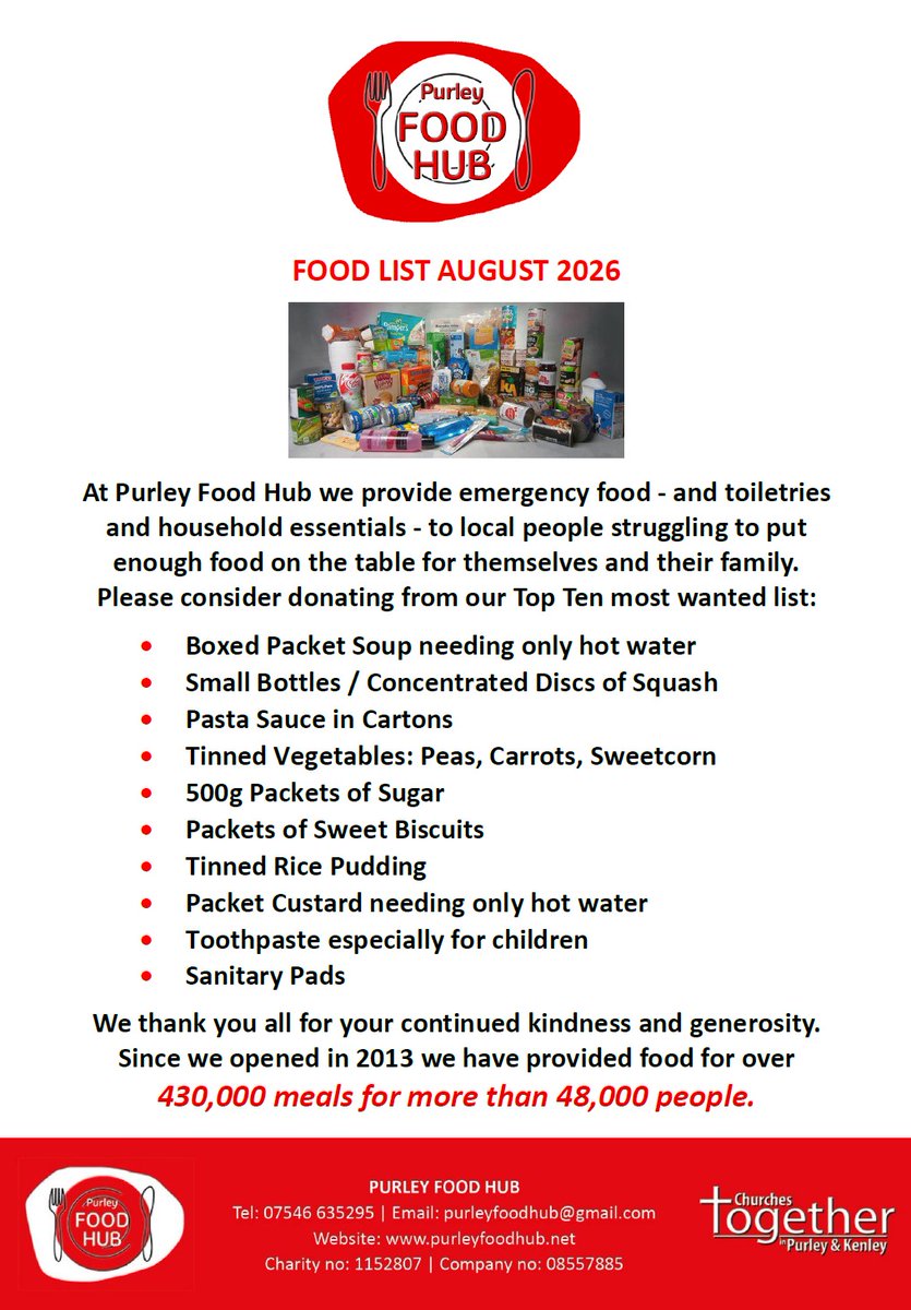 inPurley's tweet photo. Please support the @PurleyFoodHub throughout August 2026. Thank you.                    

See more information on how you can help or donate at https://t.co/TbTUHxehPK 

#inPurley #foodhub #community #Purley #DestinationPurley @PurleyCllrs @CroydonVA https://t.co/JWH3anW58K