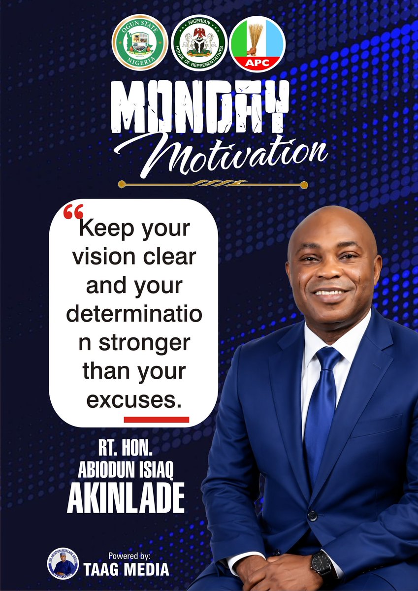 taagmediaorigin's tweet photo. MONDAY MOTIVATION

A new week is a new opportunity to rise above limitations and move closer to your dreams. Don't allow excuses to stand where determination should be. Keep your vision focused, remain disciplined, and pursue your goals with unwavering commitment. https://t.co/Ng8cO0fdo4