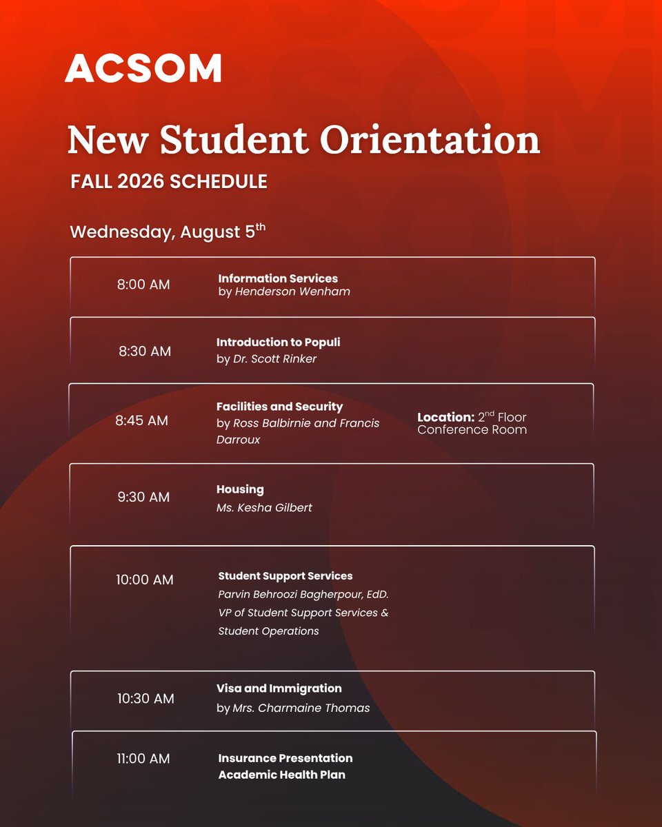 acsom_md's tweet photo. Welcome to ACSOM, Fall 2026! 🩺 Orientation Week is here, and we can't wait to welcome our newest future physicians. #ACSOM #FutureDoctors https://t.co/96AGmNzoCZ