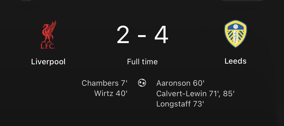 Officia_Icatech's tweet photo. Half-time Liverpool  2-0 Leeds.
   @Adikastakes was blushing &amp; booming not knowing that his tears is coming at full-time🤣🤣🤣.

  Full-time Liverpool 2 -4 Leeds....#football fans is this really possible against #Premierleague 2026/2027 favourite 😍 🤷‍♀️🤣🤣 https://t.co/nuQyTVHYDm